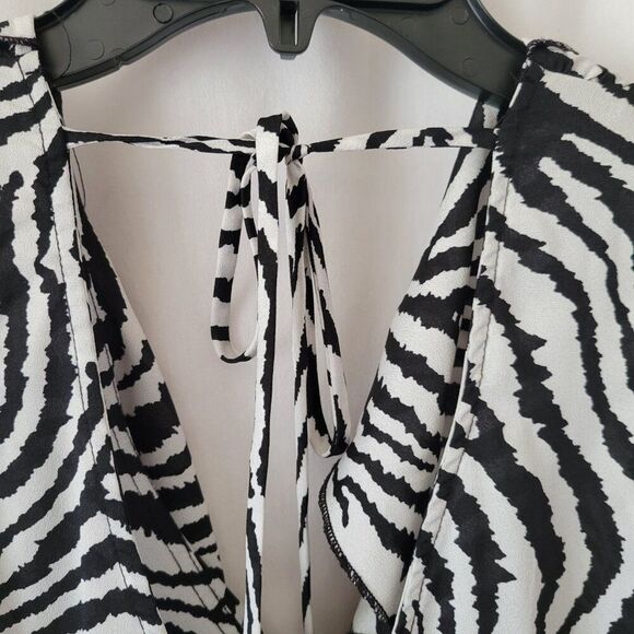 Wrapper Junior Sz 9 Dress Y2K Zebra print sleeveless V-front back tie lined EUC - Picture 14 of 14